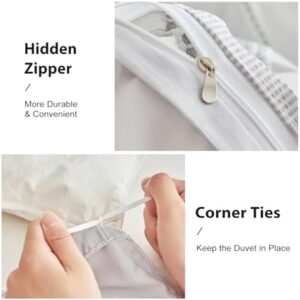 WARMDERN Light Grey Striped Weave Duvet Cover King Size, White Knit Boho Duvet Cover Set, Microfiber Textured Bedding Set with Zipper Closure and Corner Ties (Light Grey, King) - Image 5