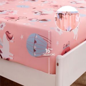 Joiedomi Kids Full Sheet Set Princess & Unicorn - 4 Piece Soft Microfiber Bed Sheets - Deep Pocket Wrinkle Free, Cozy Toddler Bedding Set, Fade Resistant Breathable for Boys Girls Teens - Image 4