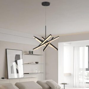 Kinglong Black Chandelier【Upgraded】,Modern Chandelier 6-Lights,Dimmable Acrylic LED Chandelier Lighting Fixture for Dining Room,Living Room,Bedroom,Entryway,Kitchen Island(L:20.07",W:17.32") - Image 5