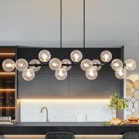Modern Chandeliers for Dining Room Large Pendant Lights Kitchen Island 16-Light Farmhouse Dining Room Light Fixture Clear Glass Dining Room Chandelier Linear Farmhouse Chandelier Sputnik Chandelier