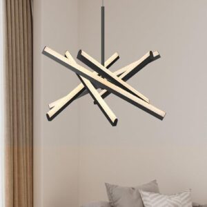 Kinglong Black Chandelier【Upgraded】,Modern Chandelier 6-Lights,Dimmable Acrylic LED Chandelier Lighting Fixture for Dining Room,Living Room,Bedroom,Entryway,Kitchen Island(L:20.07",W:17.32") - Image 3