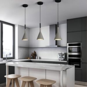 Farmhouse Black Pendant Light Fixtures 1-Light Concrete Industrial Kitchen Island Pendant Lighting for Dining Room Bedroom Hallway Pendant Ceiling Lamp(2-Pack) - Image 4