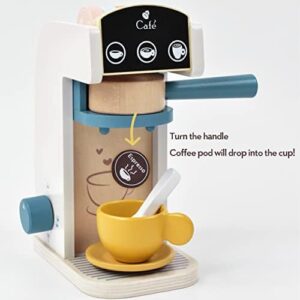 PairPear Kids Wooden Toys Coffee Maker Toy Espresso Machine Playset - Toddler Play Kitchen Accessories Gift for Girls and Boys - Image 3