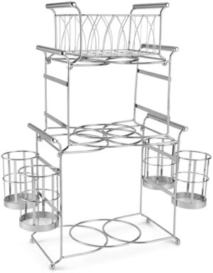 Sorbus Buffet Caddy — 7-Piece Stackable Set Includes Plate, Napkin, and Silverware Holder, 3-Tier Detachable Tabletop Organizer Ideal for Kitchen, Dining, Entertaining, Parties, Thanksgiving (Silver) - Image 8