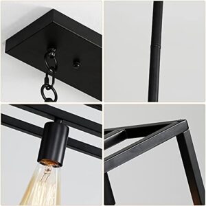 Black Farmhouse Kitchen Island Lighting, Modern Industrial Chandelier, 5-Light Linear Rectangular Pendant Light Fixtures for Farmhouse Kitchen Dining Room Bar Foyer(Metal, Height Adjustable) - Image 4