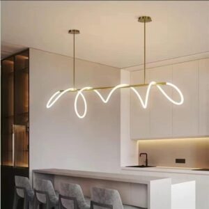 LightInTheBox Gold Chandelier Modern LED Linear Chandelier Nordic Creative Line Pendant Light Fixture for Dining Room Kitchen Island Living Room - Image 3