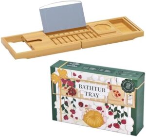 Luxury Bathtub Caddy Tray,Bamboo Bathtub Tray Caddy - Wood Bath Tray Expandable,Can be Placed Book and Integrated Tablet Smartphone and Wine Holder - Gift Idea for Loved Ones - Image 6