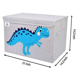 CLCROBD Foldable Large Kids Toy Chest with Flip-Top Lid, Collapsible Fabric Animal Toy Storage Organizer/Bin/Box/Basket/Trunk for Toddler, Children and Baby Nursery (Dinosaur) - Image 3