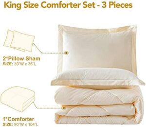 PY HOME & SPORTS King Size Comforter Set 3 Pieces, Down Alternative Lightweight Bedding Comforter with 2 Pillow Shams for All Seasons (Beige, 90 x 104 Inch) - Image 2