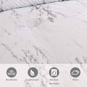 White Black Grey Marble Queen Size Duvet Cover, 3pc Gray Patterned Quilt Cover Set, 1 Farmhouse Microfiber Duvet Cover with Zipper and 2 Pillowcases for Women Men - Image 7