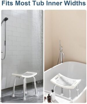 Shower Chair for Inside Shower, FSA/HSA Eligible 400 lbs Adjustable Shower Stool with Suction Feet, Shower Seat for Inside Tub Bathroom Bench Bath Chair for Elderly and Disabled - Light Gray - Image 8