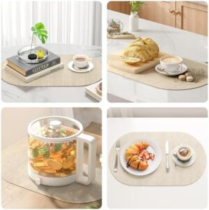 DOLOPL Placemats Set of 6, Oval Large Beige Place Mats for Kitchen Dining Room Table Decorations, Faux Leather Waterproof Machine Washable Dining Table Place Mats for Indoor & Outdoor(13.8"x21.6") - Image 6