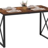 47.2" L Dining Table, Kitchen Room Table for 4,Breakfast Table, Wooden Desktop and Metal Frame, for Small Space, Dining Room, Rustic Brown and Black