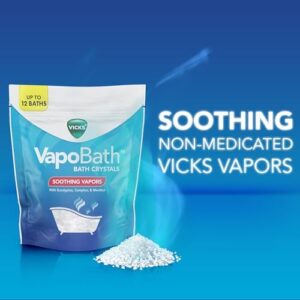 Vicks VapoBath, Bath Salts, Bath Bomb, Non-Medicated Bath Crystals, Comforting Vicks Vapors, Vapor Bath, Aromatherapy with Eucalyptus and Menthol Scent, Contains Essential Oils, 36 OZ - Image 2