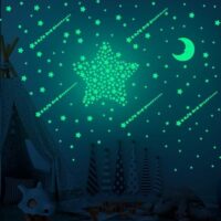 Glow in The Dark Stars 515 Pcs Wall Stickers Moon and Stars for Ceiling Wall Decals Sticker for Home Art Decor Bedroom Bedding Room Decorations Gift Party Favor Green
