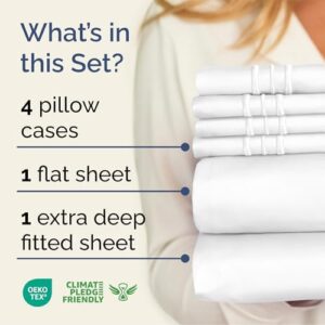 Extra Deep Queen Sheet Set - 6 Piece Breathable & Cooling Sheets - Hotel Luxury Bedding Set w/18-24 Inch Extra Deep Pockets - Easy & Secure Fit - Super Soft, Wrinkle Free & Comfy - White, Queen Size - Image 2