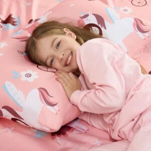 Joiedomi Kids Full Sheet Set Princess & Unicorn - 4 Piece Soft Microfiber Bed Sheets - Deep Pocket Wrinkle Free, Cozy Toddler Bedding Set, Fade Resistant Breathable for Boys Girls Teens - Image 5