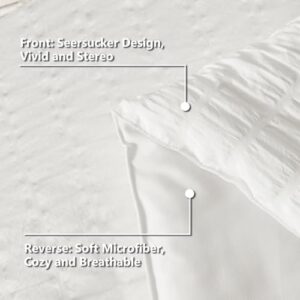 CozyLux Queen Bed in a Bag White Seersucker Comforter Set - 7-Piece All Season Bedding with Comforter, Pillow Sham, Flat Sheet, Fitted Sheet and Pillowcase - Image 7
