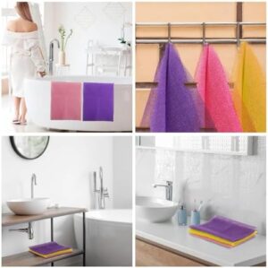 UJFQBH 3 Pieces African Bath Sponge African Net Long Net Bath Sponge Exfoliating Shower Body Scrubber Back Scrubber Skin Smoother,Great for Daily Use (Pink,Yellow,Purple) - Image 7