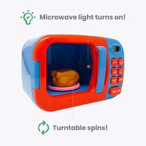 Boley Blue Microwave Playset - 11 Pc Light & Sound Pretend Play Kitchen Toys Set with Play Food for Kids Ages 3+ - Image 2