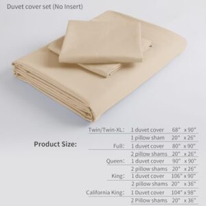 Beige Duvet Cover Set Queen Size 100% Egyptian Cotton 3Pcs Home Bedding Set- 1 Duvet Cover with 2 Pillowshams, 400 Thread Count Super Soft Comforter Cover with Corner Ties(90x90 Inches, Beige) - Image 7