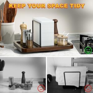 Napkin Holder for Table, Rotating Metal Standing Napkin Dispenser with Salt and Pepper Shakers Caddy Standing Paper Napkin Storage for Kitchen Dining Table Decor Not Including Shakers - Image 5