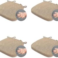 Chair Cushion with Ties for Dining Chairs - Memory Foam Non Slip Kitchen Chair Pad and Dining Seat Cushion with Machine Washable Cover Set of 4 [16.5 x 16.2 Inches] - Dark Beige