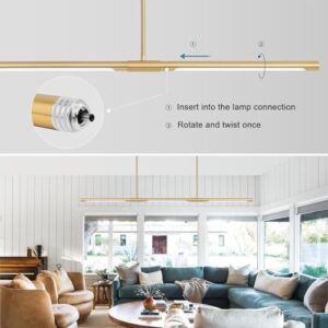 52" LED Chandelier Pendant Light Fixtures, 21W Dimmable Pool Table Light, Modern Island Lights for Kitchen Dining Room Living Room Study Office, 4000k, Gold - Image 2