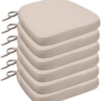 Chair Cushions for Dining Chairs, D-Shaped Seat Cushions with Removable Washable Cover and Ties, Chair Pads for Kitchen, Indoor Dining Room, Patio Chairs, 17'' x 16'', Set of 6, Beige