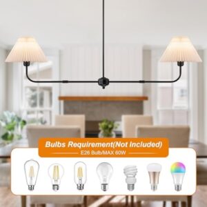 Modern Linear Chandelier, 2-Light Dining Room Light Fixture with White Fabric Shade Kitchen Island Lighting Fixture for Over Table, Living Room, Bedroom - Image 6