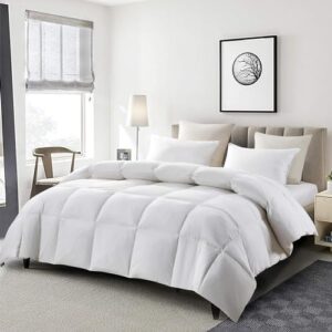 Serta Goose Feather Down Fiber Cotton Comforter Queen Size - 100% Cotton Duvet Insert - Hotel Luxury Hypoallergenic Bedding Comforter All Season Medium Warmth 90 x 90 Inch White - Image 8