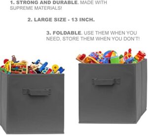 Pomatree 13x13x13 Inch Storage Cubes - 6 Pack - Large Storage Bins | Dual Handles | Foldable Cube Baskets for Home, Kids Room, Closet and Toys Organization | Fabric Cube Bin (Dark Grey - 6 pack) - Image 3