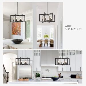 Modern Farmhouse Black Chandeliers for Dining Room, 6-Light Industrial Metal Chandeliers Geometric Pendant Lights Kitchen Island for Entryway Stairway Foyer Hallway - Image 8