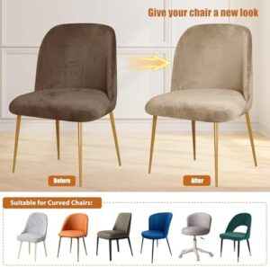 Gollense Velvet Curved Back Chair Covers for Dining Room Set of 4, Mid Century Modern Chair Slipcovers, Semi Circle Back Furniture Seat Protector for Kitchen Living Room (Camel) - Image 6
