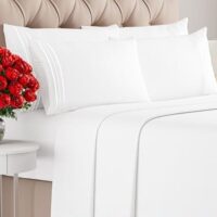 Queen 6 Piece Sheet Set - Comfy, Breathable & Cooling - Hotel Luxury Bedding for Women, Men, Kids & Teens - 1 Flat & 1 Fitted Sheet & 4 Pillowcases with Deep Pockets - Soft and Wrinkle Free - White