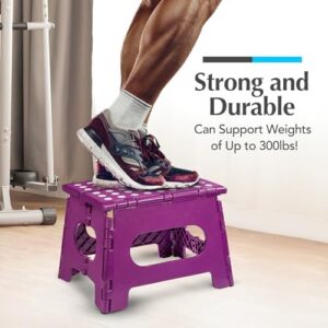 Handy Laundry Folding Lightweight Step Stool is Sturdy Enough to Support Adults and Safe Enough for Kids. Opens Easy with One Flip. Great for Kitchen, Bathroom or Bedroom. (Purple) - Image 4