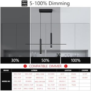 Modern LED Linear Pendant Light with Dual Spotlights Dimmable 6000K Pendant Lights Kitchen Island Ceiling Hanging Black Chandeliers for Dining Room Table Kitchen Living Room Bedroom(L31.5in) - Image 7