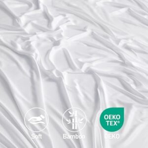 Twin Sheet Set, 100% Rayon Derived from Bamboo, 3-Piece, 16 Inch Deep Pockets, Cooling Sheets for Twin Size Bed Set, Breathable & Silky Soft, Hotel Bedding Sheets & Pillowcases, White - Image 7
