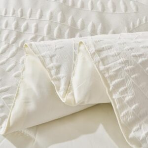 akkialla Embossed Design Queen Comforter Set,Cream White 3 Pieces Lightweight Bedding Comforter Sets for All Season,Bed in a Bag with a Fluffy Soft Comforter and 2 Pillowcases(Cream White,Queen) - Image 8