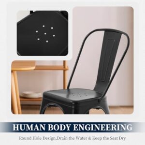 FDW Metal Dining Chairs Set Of 4 Indoor Outdoor Chairs Patio Chairs Kitchen Metal Chairs 18 Inch Seat Height Restaurant Chair Metal Stackable Chair Tolix Side Bar Chairs 330LBS Weight Capacity - Image 8