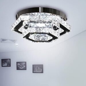 CXGLEAMING Modern LED Chandelier Flush Mount Ceiling Light Fixture Crystal Chandeliers for Living Room Bedroom Dining Kitchen (6500K Cool White) - Image 3