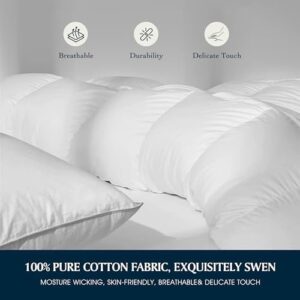 Serta Goose Feather Down Fiber Cotton Comforter Queen Size - 100% Cotton Duvet Insert - Hotel Luxury Hypoallergenic Bedding Comforter All Season Medium Warmth 90 x 90 Inch White - Image 5