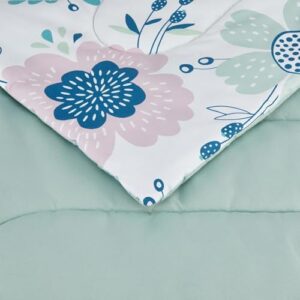 Amazon Basics Soft, Plush 3 Piece Microfiber Kid's Comforter and Pillow Sham Set, Full/Queen, Purple Flowers, Bluish Pink, Lightweight, Floral - Image 5