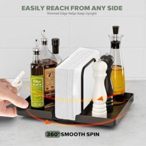 Napkin Holder for Table Rotating Standing Napkin Dispenser with Salt and Pepper Shakers Caddy Metal Paper Towel Holder for Kitchen Dining Bathroom Farmhouse Picnic Decors Black Not Including Shakers - Image 2