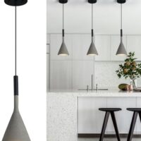 Farmhouse Black Pendant Light Fixtures 1-Light Concrete Industrial Kitchen Island Pendant Lighting for Dining Room Bedroom Hallway Pendant Ceiling Lamp(2-Pack)