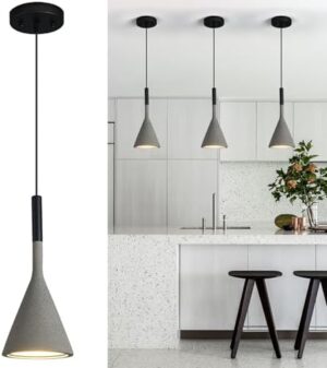 Farmhouse Black Pendant Light Fixtures 1-Light Concrete Industrial Kitchen Island Pendant Lighting for Dining Room Bedroom Hallway Pendant Ceiling Lamp(2-Pack)