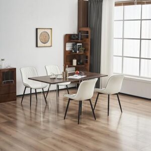 YOUNIKE White Dining Chairs Set of 2 with High Backs Mid Century Modern Kitchen & Dining Room Chair Faux Leather Upholstered Comfortable Large Padded Accent Side Chair Metal Legs sillas de comedor - Image 9