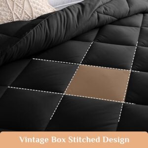 JOLLYVOGUE 11 Pieces Queen Comforter Set, Reversible Bed in a Bag Queen Size, All Season Bedding Set with Soft Black Comforter, Flat Sheets, Fitted Sheets, Pillowcases & Shams - Image 4