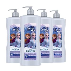 Suave Kids 3 in 1 Enchanted Berry Shampoo, Conditioner, & Body Wash,Dermatologist Tested and Tear-free 28 Oz, (Pack of 4) Packaging may vary