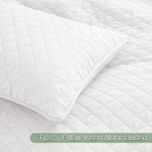 Exclusivo Mezcla Ultrasonic Reversible Full Queen Quilt Bedding Set with Pillow Shams, Lightweight Quilts Queen Size, Soft Bedspreads Bed Coverlets for All Seasons - (White, 90"x96") - Image 6
